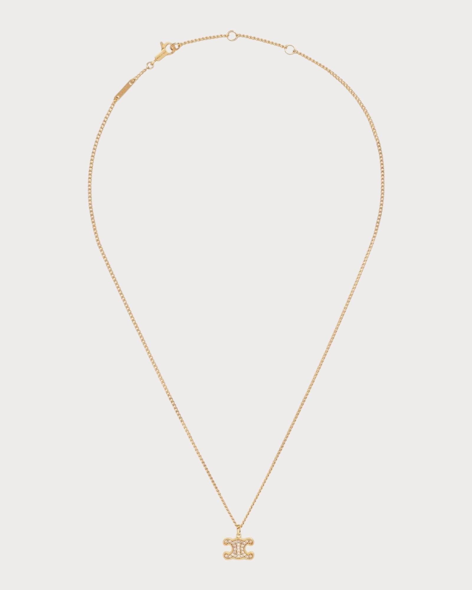 CELINE Triomphe Rhinestone Necklace Brass(2 Colors)