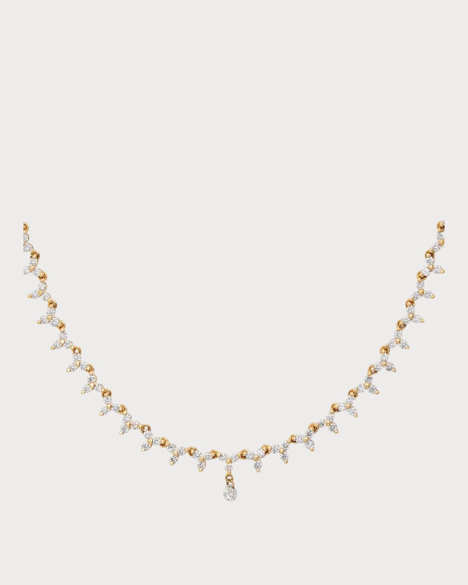PERSEE Yellow Gold and Diamond Triangle Tennis Necklace(Yellow Gold)