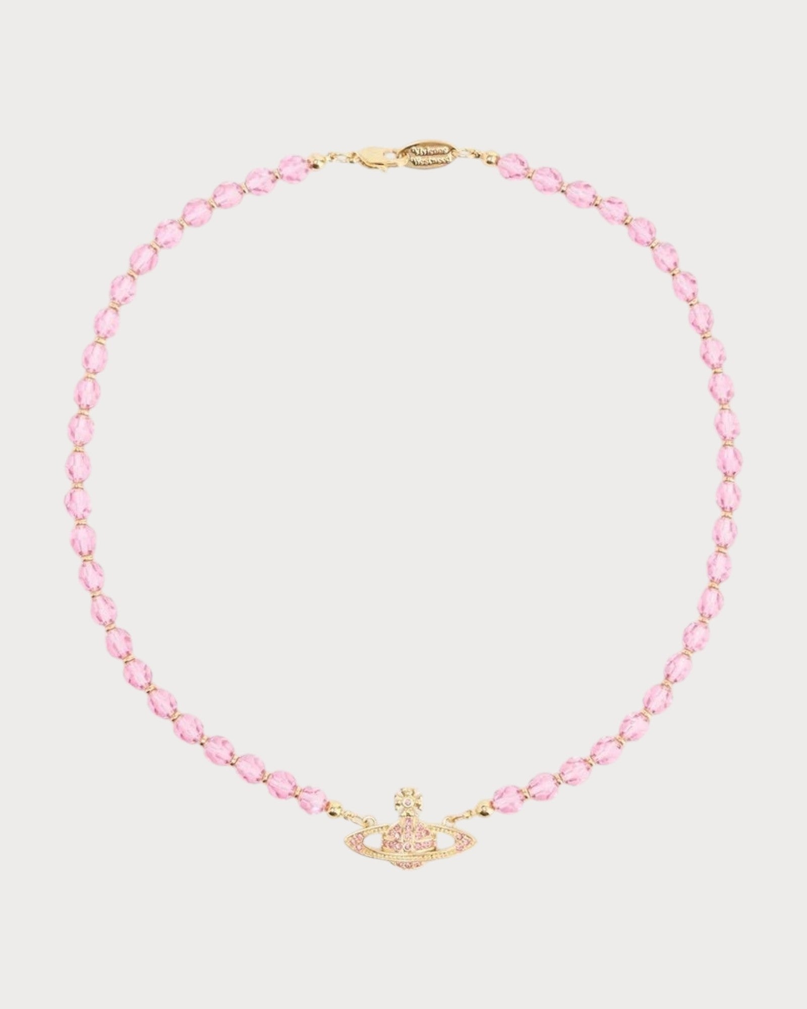 VIVIENNE WESTWOOD Messaline Bead-Design Brass Choker(Pink)